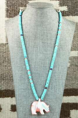 Bear Zuni Fetish Carving Necklace - Andres Quandelacy