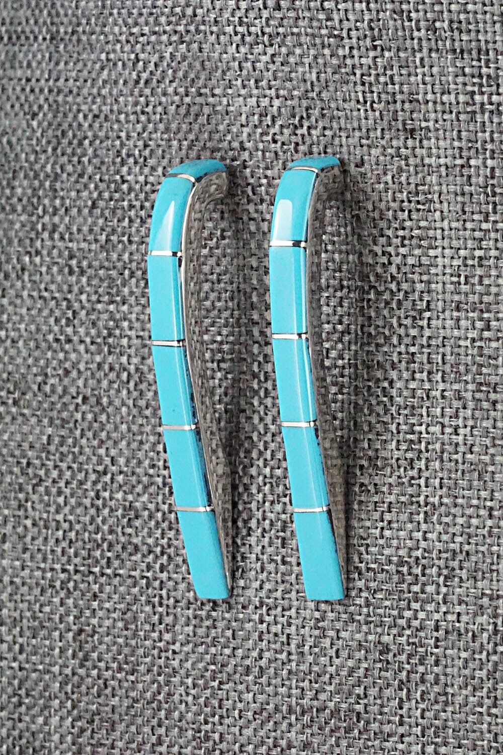 Turquoise & Sterling Silver Inlay Earrings - Verna Kanesta