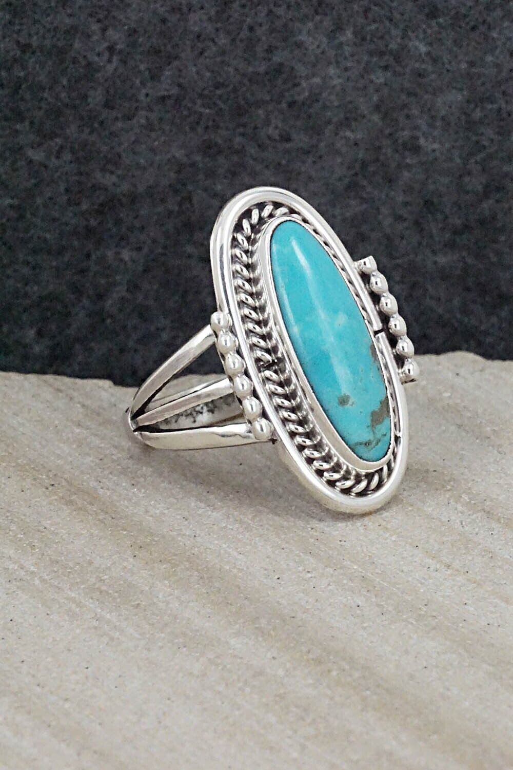 Turquoise & Sterling Silver Ring - Samuel Yellowhair - Size 7.75
