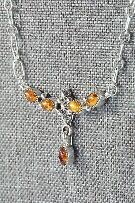 Amber & Sterling Silver Necklace - Loretta Smith