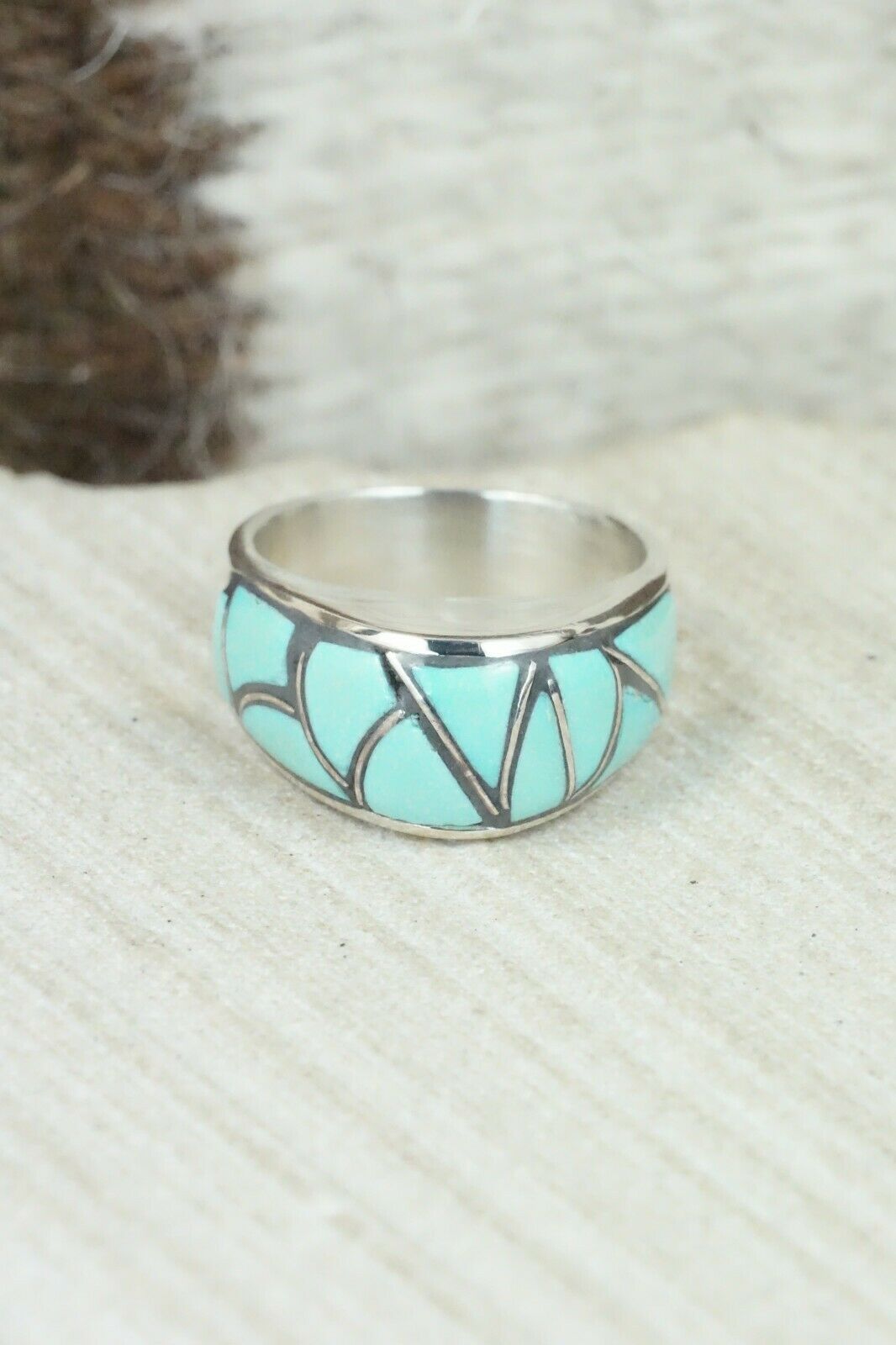 Turquoise & Sterling Silver Ring - Orena Leekya - Size 5.75