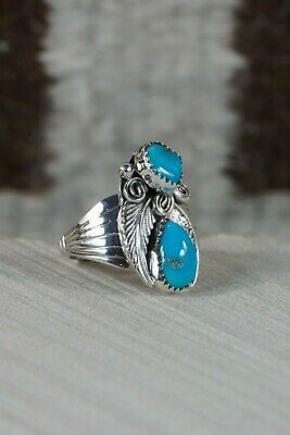 Navajo Turquoise and Sterling Silver Ring - Jeanette Saunders - Size 9.25 - High Lonesome Trading