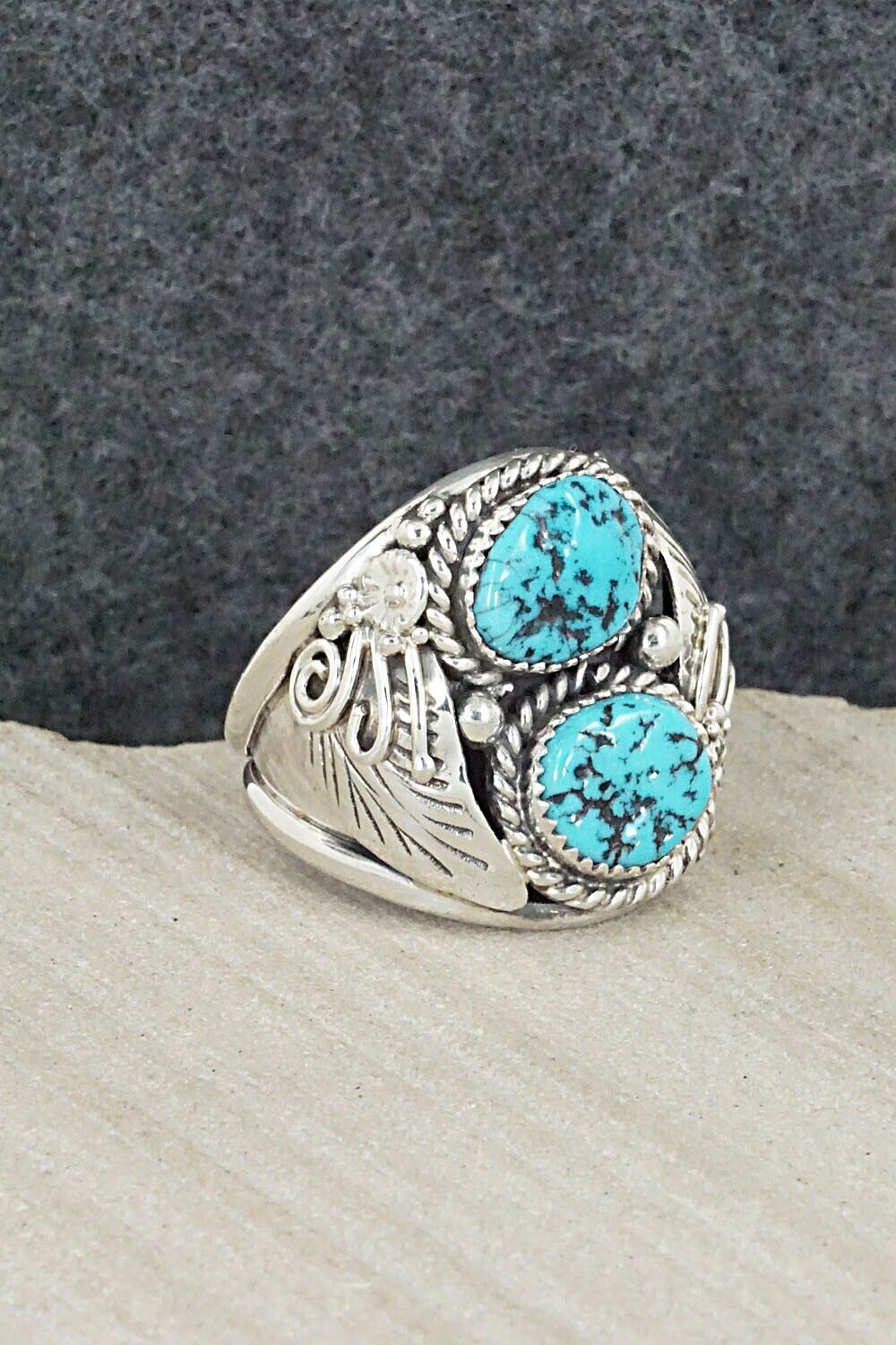 Turquoise & Sterling Silver Ring - Leonard Spencer - 11.5