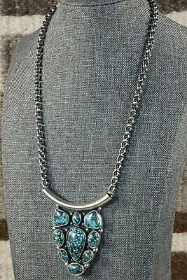 Navajo Turquoise & Sterling Silver Necklace - Raymond Delgarito - High Lonesome Trading
