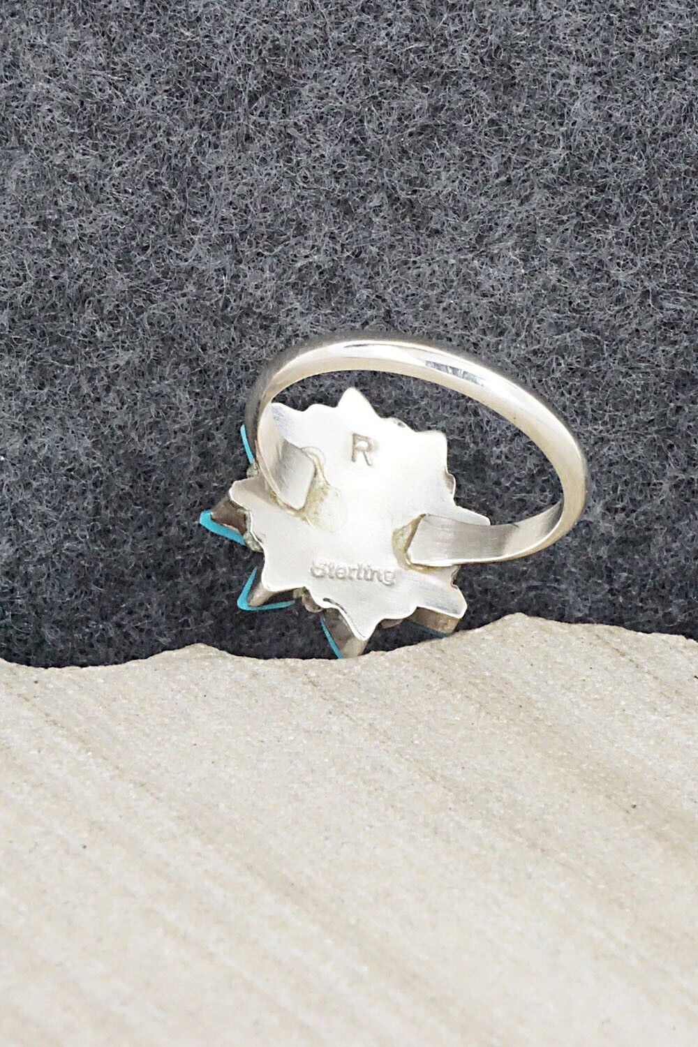 Turquoise & Sterling Silver Ring - Rose Kanteena - Size 7.75