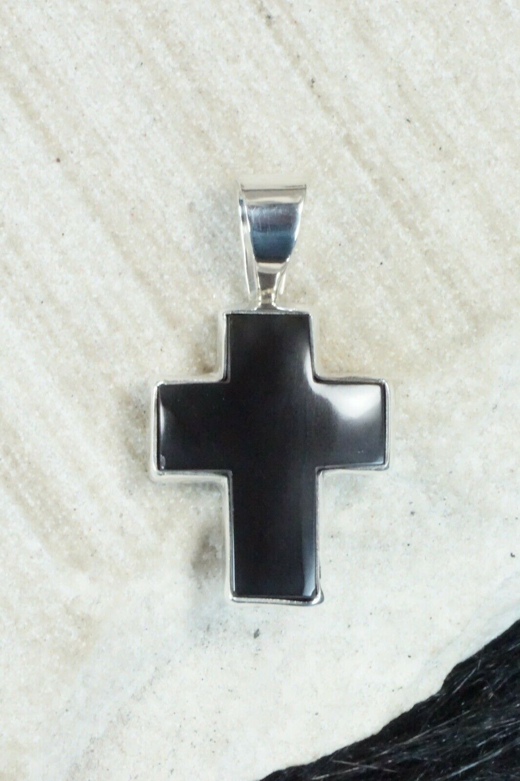 Onyx & Sterling Silver Cross Pendant - Diane Wylie