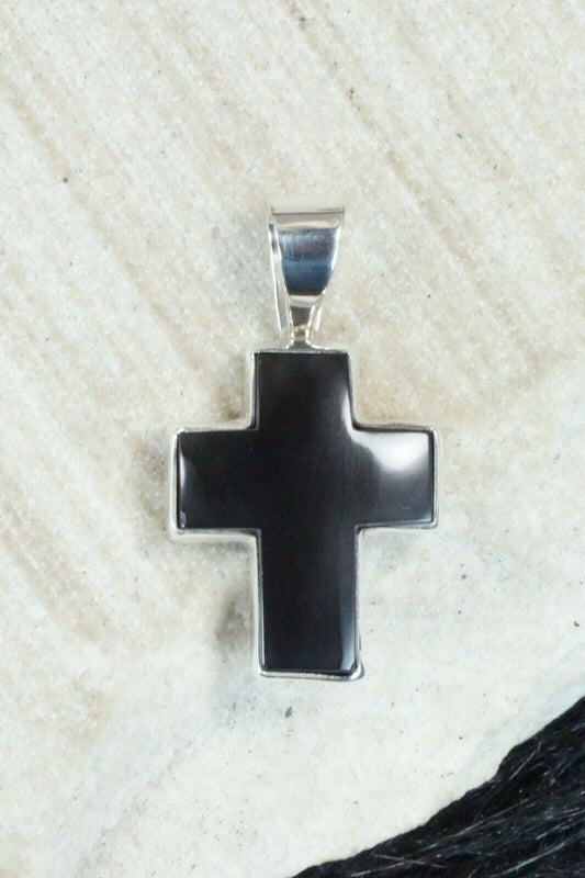 Onyx & Sterling Silver Cross Pendant - Diane Wylie