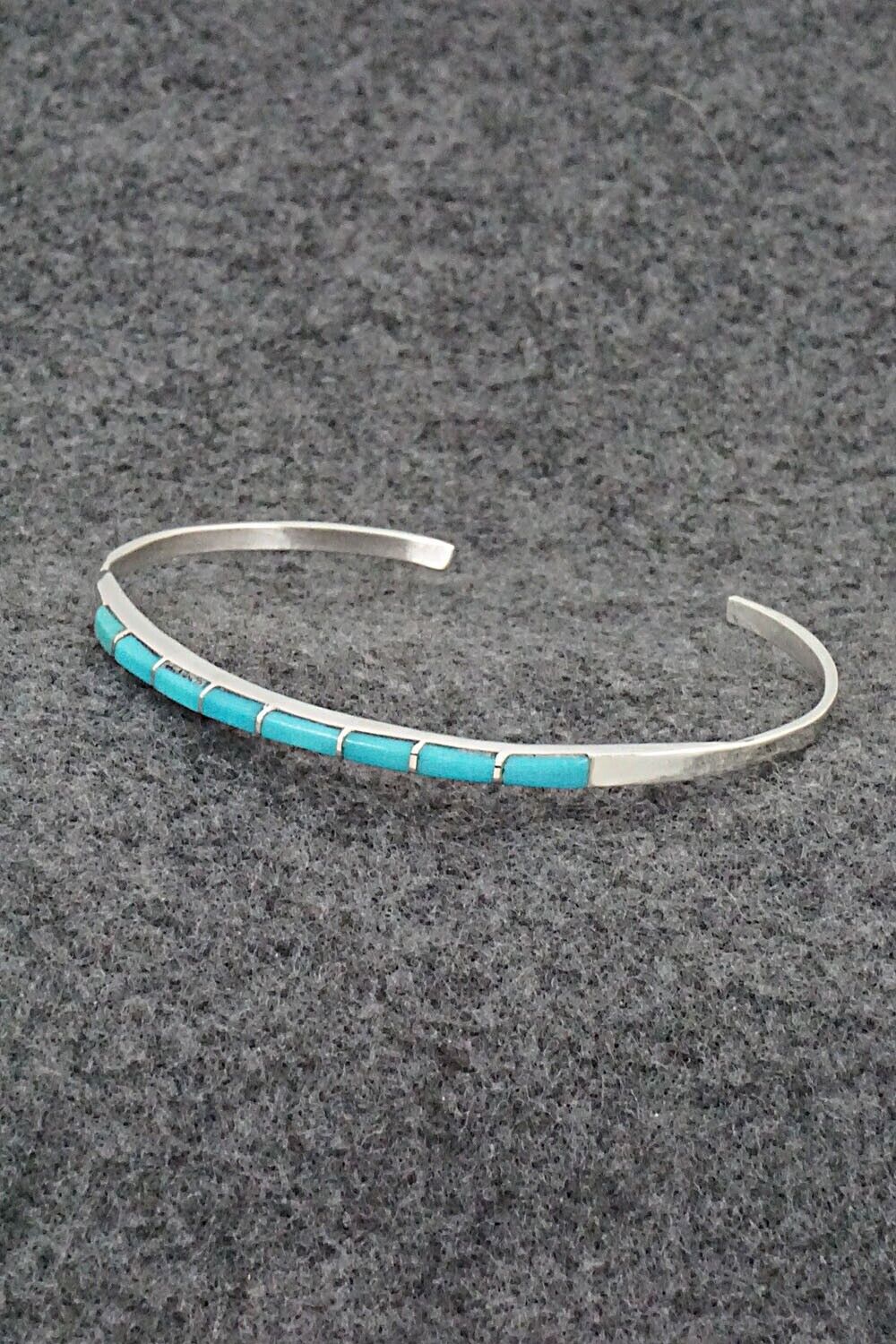 Turquoise & Sterling Silver Inlay Bracelet - Jeanette Chavez