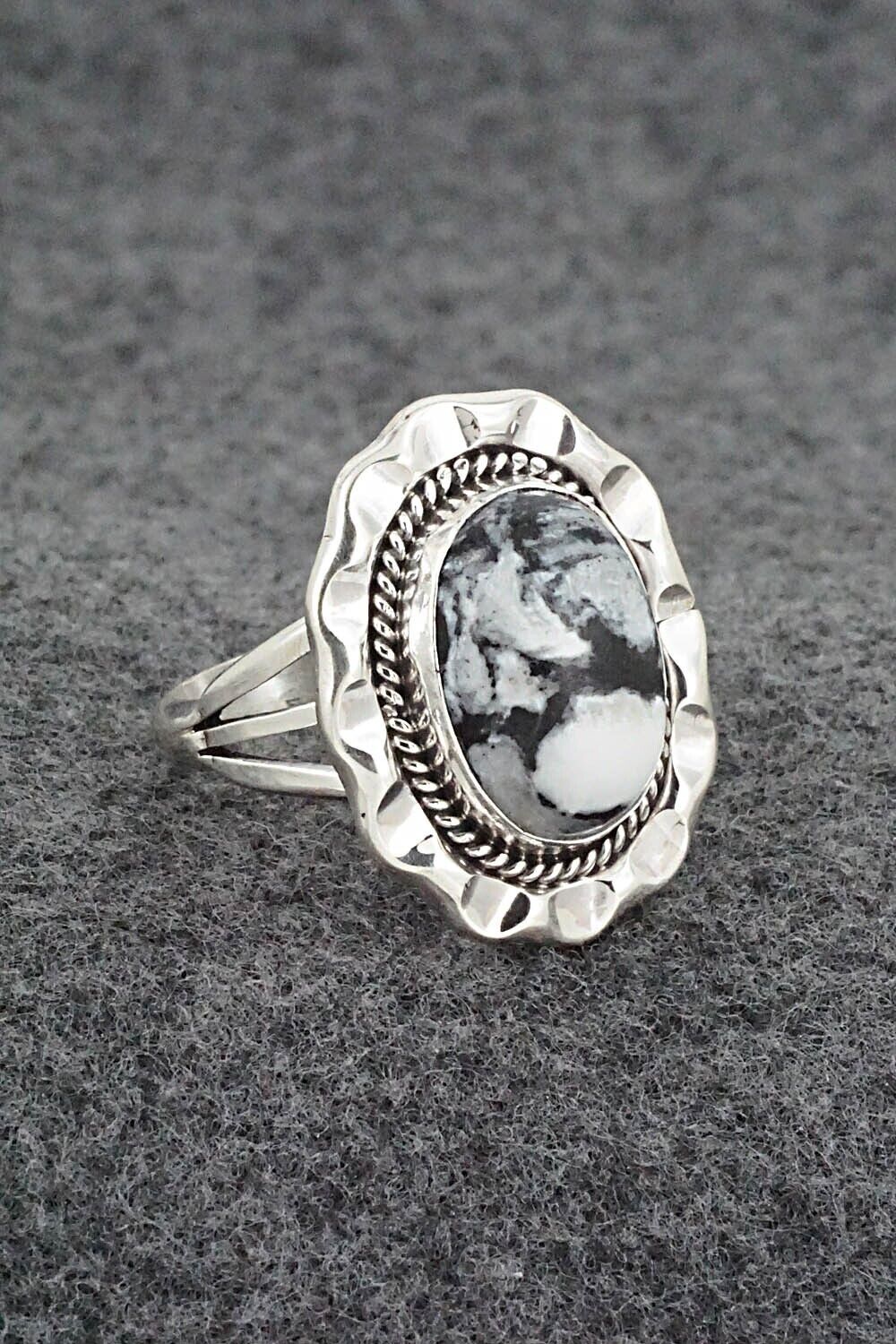 White Buffalo & Sterling Silver Ring - Samuel Yellowhair - Size 8.75
