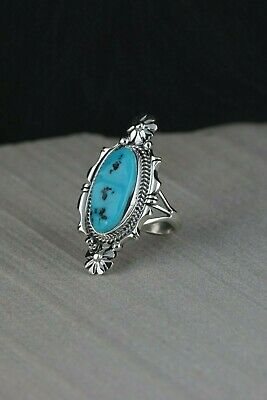 Navajo Turquoise and Sterling Silver Ring - Daniel Benally - Size 7.5 - High Lonesome Trading