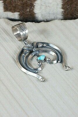 Navajo Turquoise and Sterling Silver Naja Pendant - Derrick Gordon - High Lonesome Trading