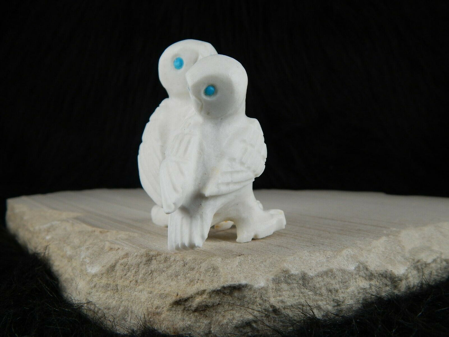 Owls Zuni Fetish Carving - Albert Eustace Sr - High Lonesome Trading