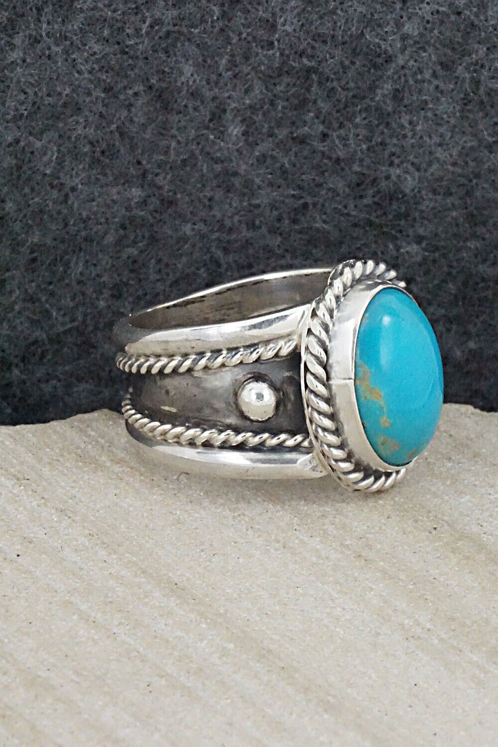 Turquoise & Sterling Silver Ring - Thomas Yazzie - Size 8.75