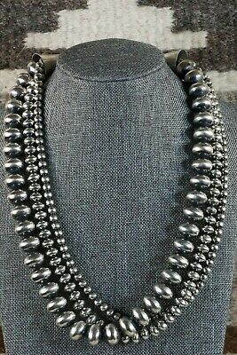 Navajo 3 Strand Sterling Silver Necklace - Jan Mariano - High Lonesome Trading