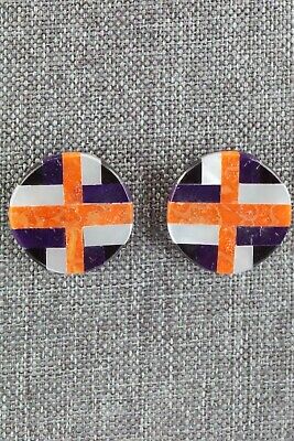 Multi Stone Inlay & Sterling Silver Earrings - Chaslyn Crespin