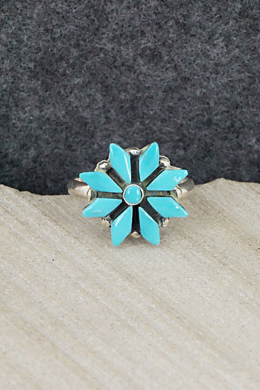 Turquoise & Sterling Silver Ring - Rose Kanteena - Size 6.75