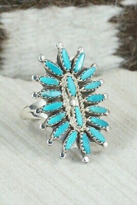 Turquoise & Sterling Silver Ring - Nathaniel Nez - Size 10