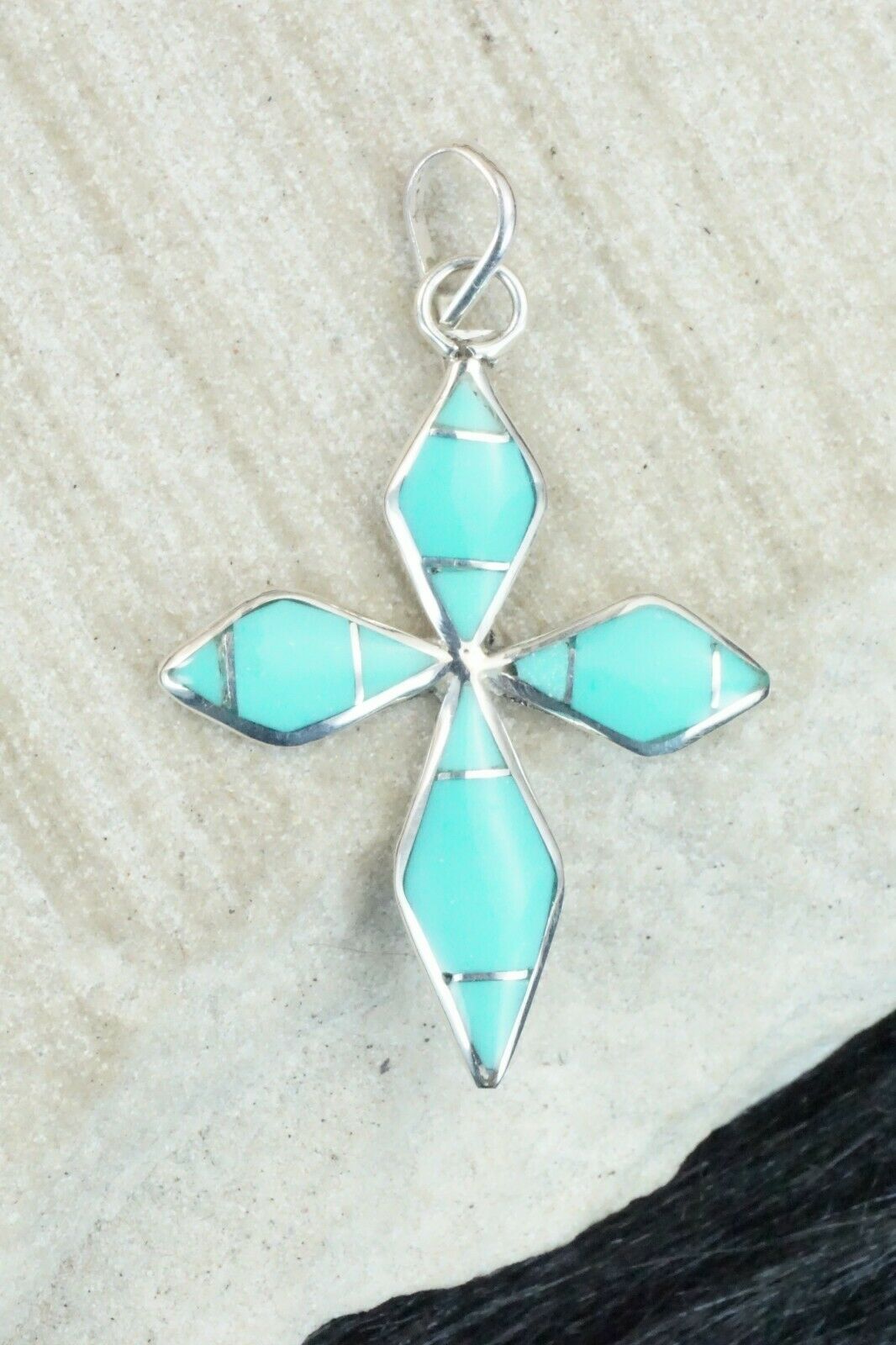Turquoise & Sterling Silver Pendant - James Kee