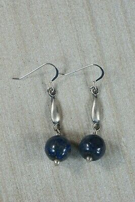 Navajo Lapis and Sterling Silver Earrings - Native American - High Lonesome Trading