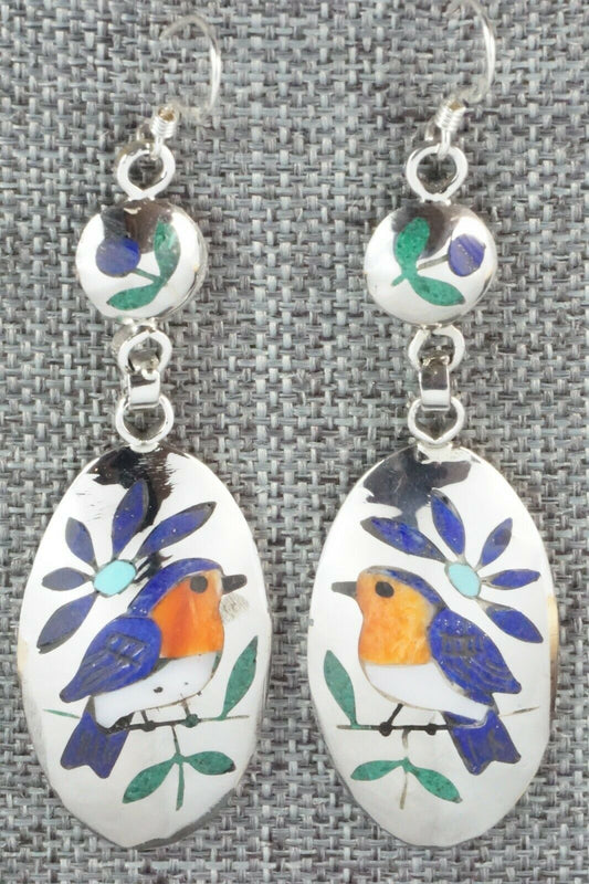 Multi Stone & Sterling Silver Earrings - Quintin Quam Sr.
