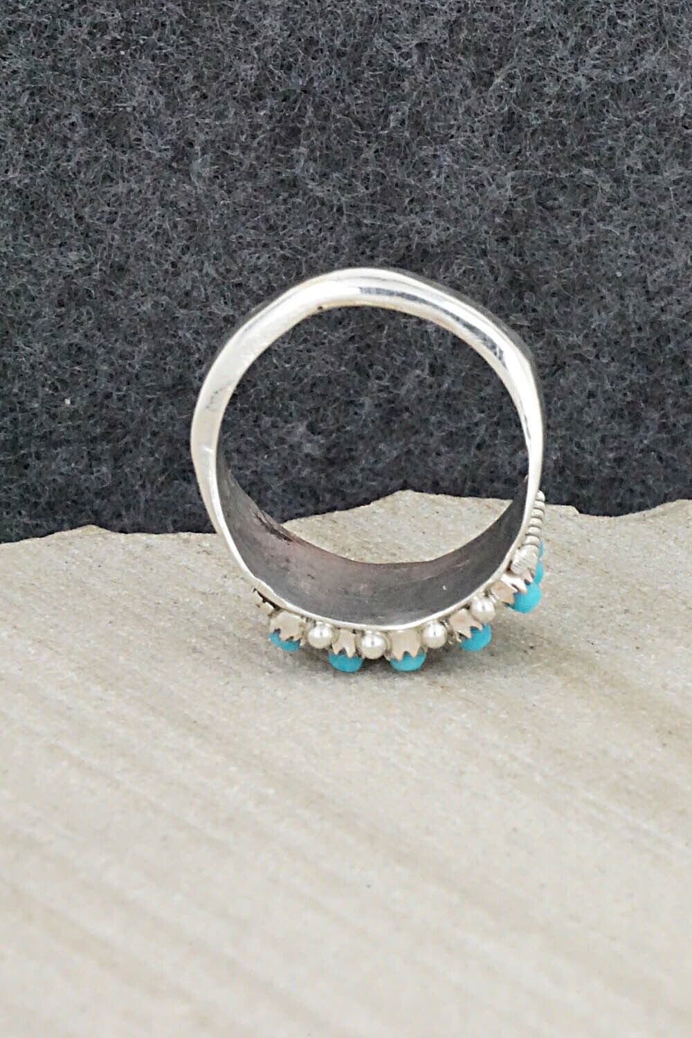 Turquoise & Sterling Silver Ring - April Haloo - Size 7.25