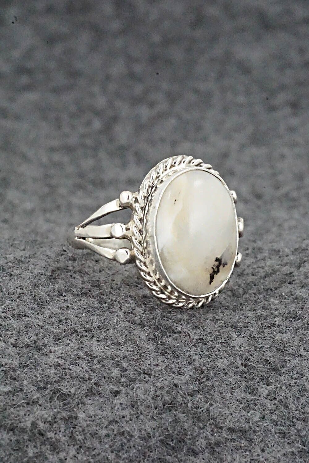 White Buffalo & Sterling Silver Ring - Grace Kenneth - Size 7.5