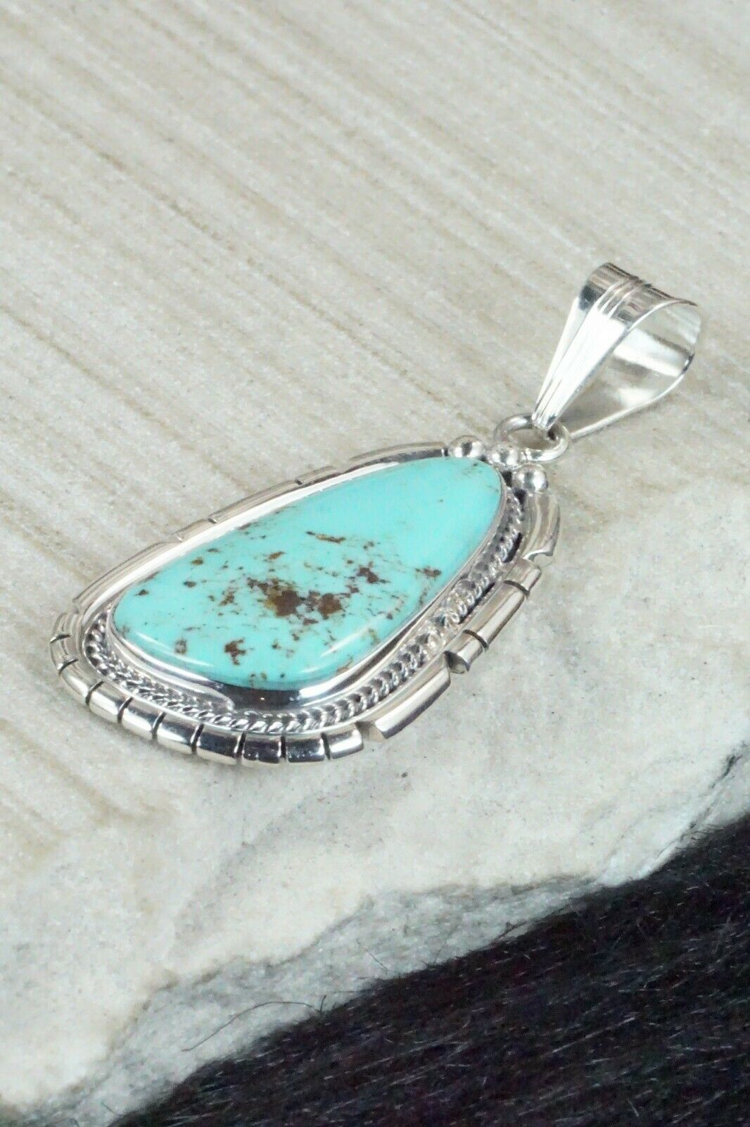 Turquoise and Sterling Silver Pendant - Samuel Yellowhair