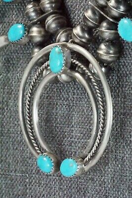 Turquoise & Sterling Silver Squash Blossom and Earrings - Leon Kirlie