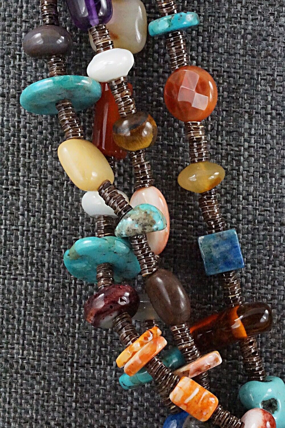 Multi Stone and Sterling Silver Necklace - Helen Tsosie