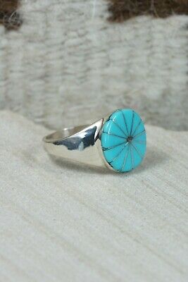 Zuni Turquoise & Sterling Silver Ring - Johnson Laweka - Size 10
