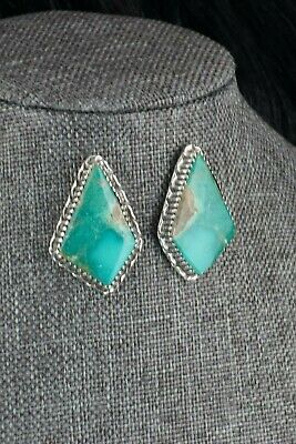 Navajo Turquoise & Sterling Silver Earrings - Alvin Joe - High Lonesome Trading