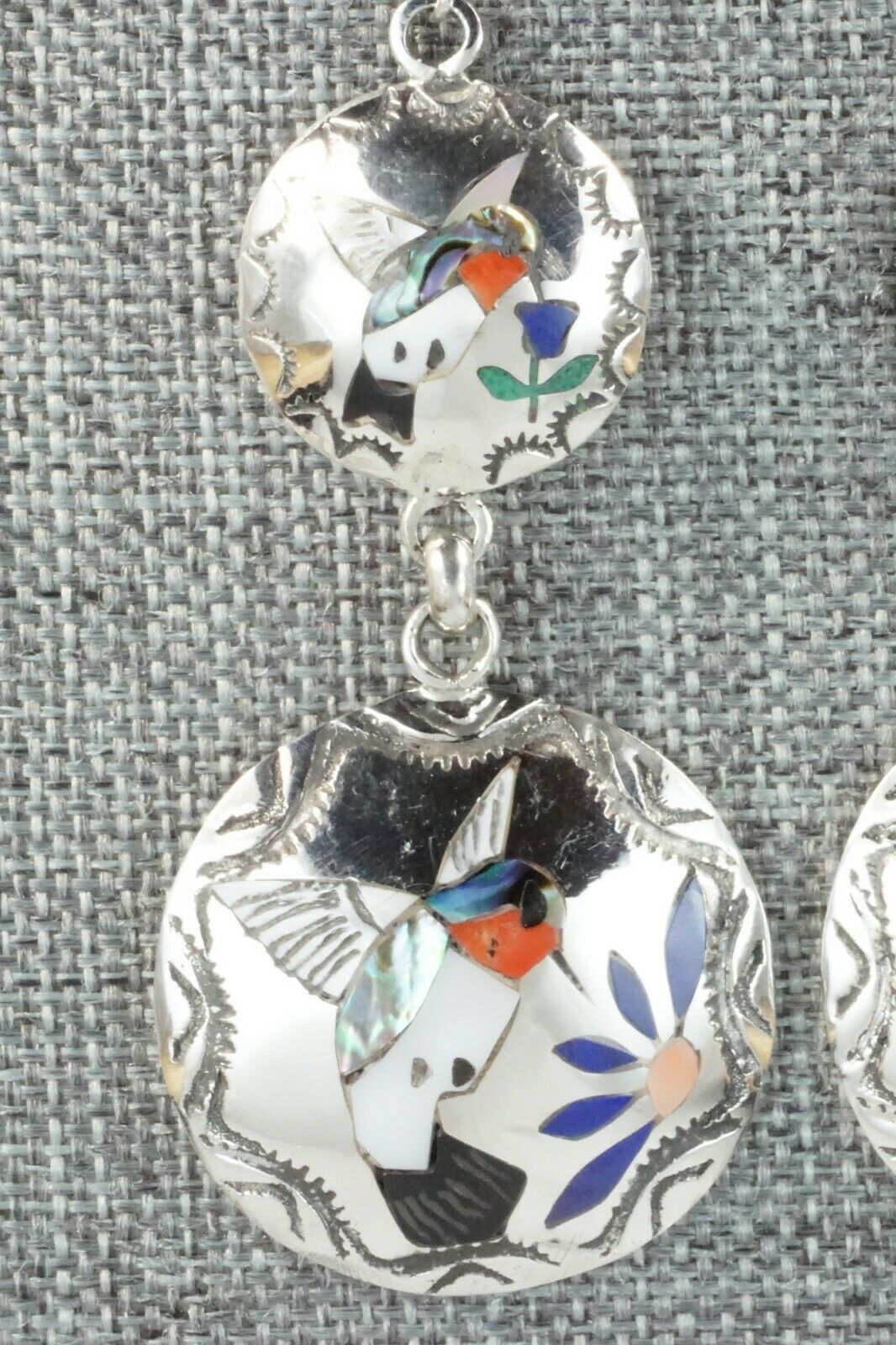Multi Stone & Sterling Silver Earrings - Quintin Quam Sr.