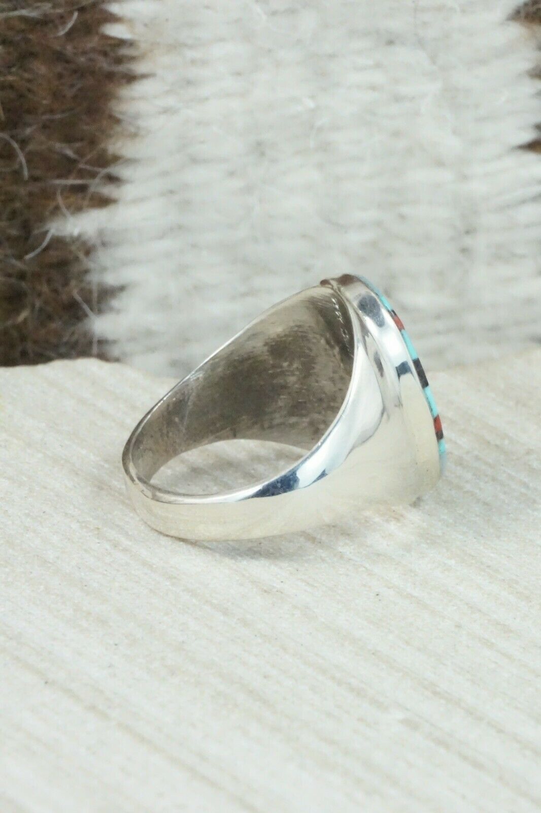 Multi Stone & Sterling Silver Ring - Herbert Kallestewa - Size 9