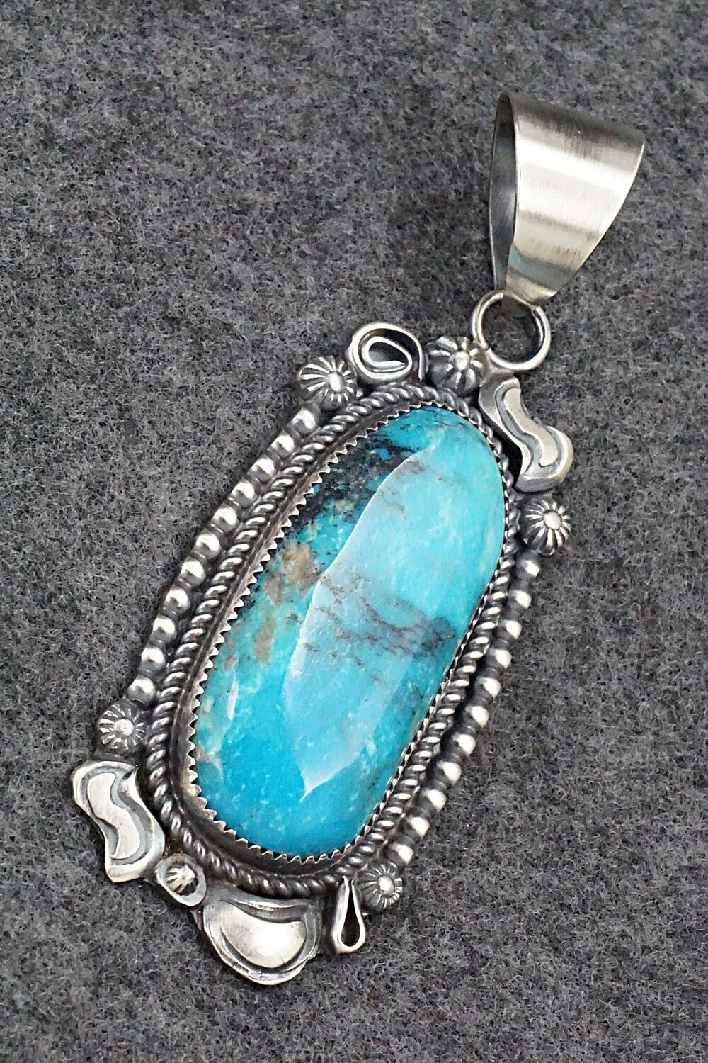 Turquoise and Sterling Silver Pendant - Leslie Nez