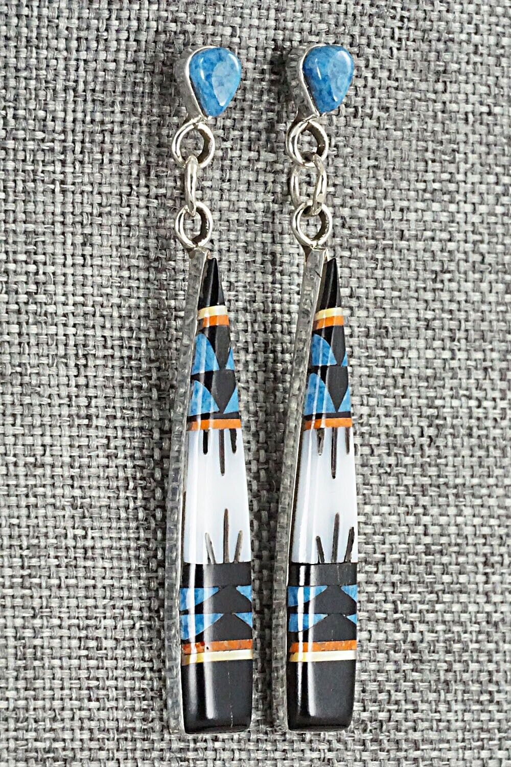 Multi Stone Inlay & Sterling Silver Earrings - Fernando Lemintino