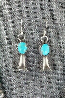 Turquoise & Sterling Silver Squash Blossom and Earrings - Leon Kirlie