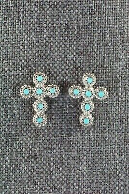 Turquoise and Sterling Silver Earrings - Bernadette Natewa - High Lonesome Trading