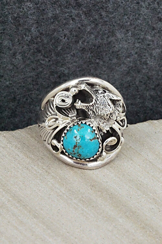 Turquoise & Sterling Silver Ring - Jeannette Saunders - Size 11.5