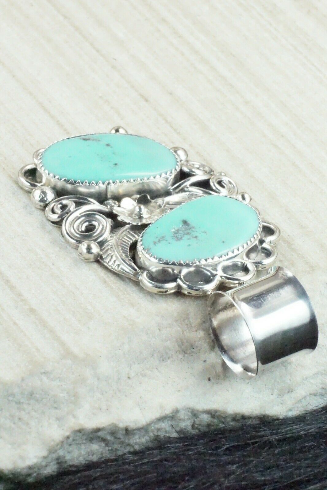 Turquoise and Sterling Silver Pendant - Shirley Largo