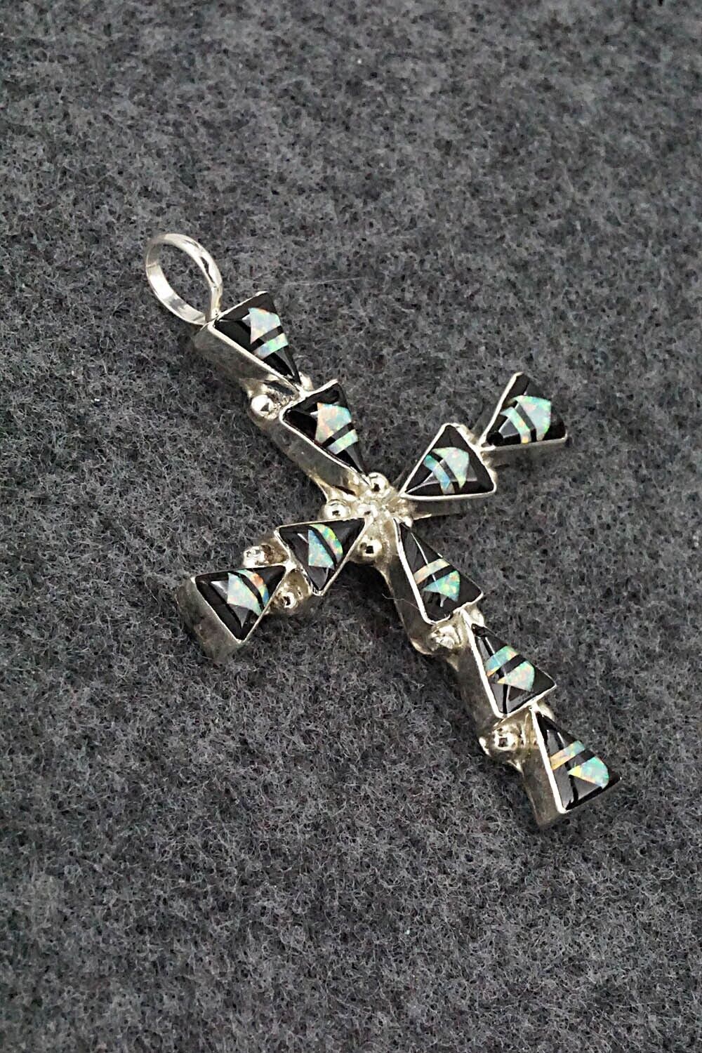 Opalite, Onyx & Sterling Silver Pendant - Francine Chapito