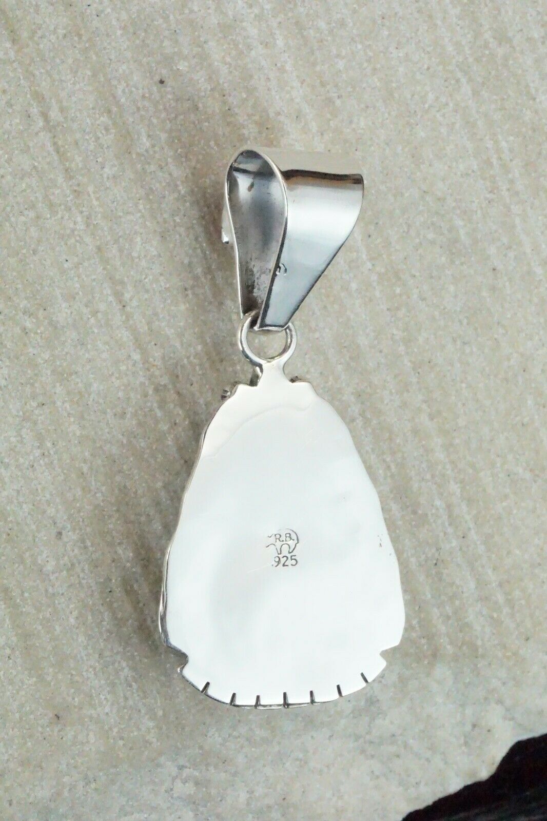 Turquoise, Coral & Sterling Silver Pendant - Navajo