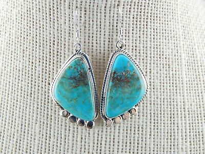Navajo Turquoise & Sterling Silver Earrings - Genevieve Francisco - High Lonesome Trading