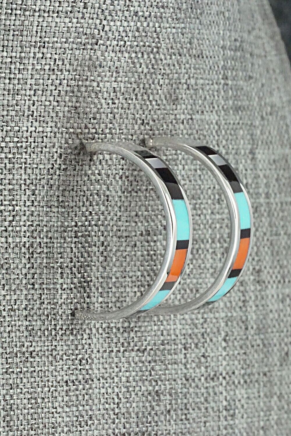 Multi Stone Inlay & Sterling Silver Earrings - Robin Chavez
