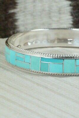 Turquoise & Sterling Silver Bangle Bracelet - Ricky Booqua - High Lonesome Trading