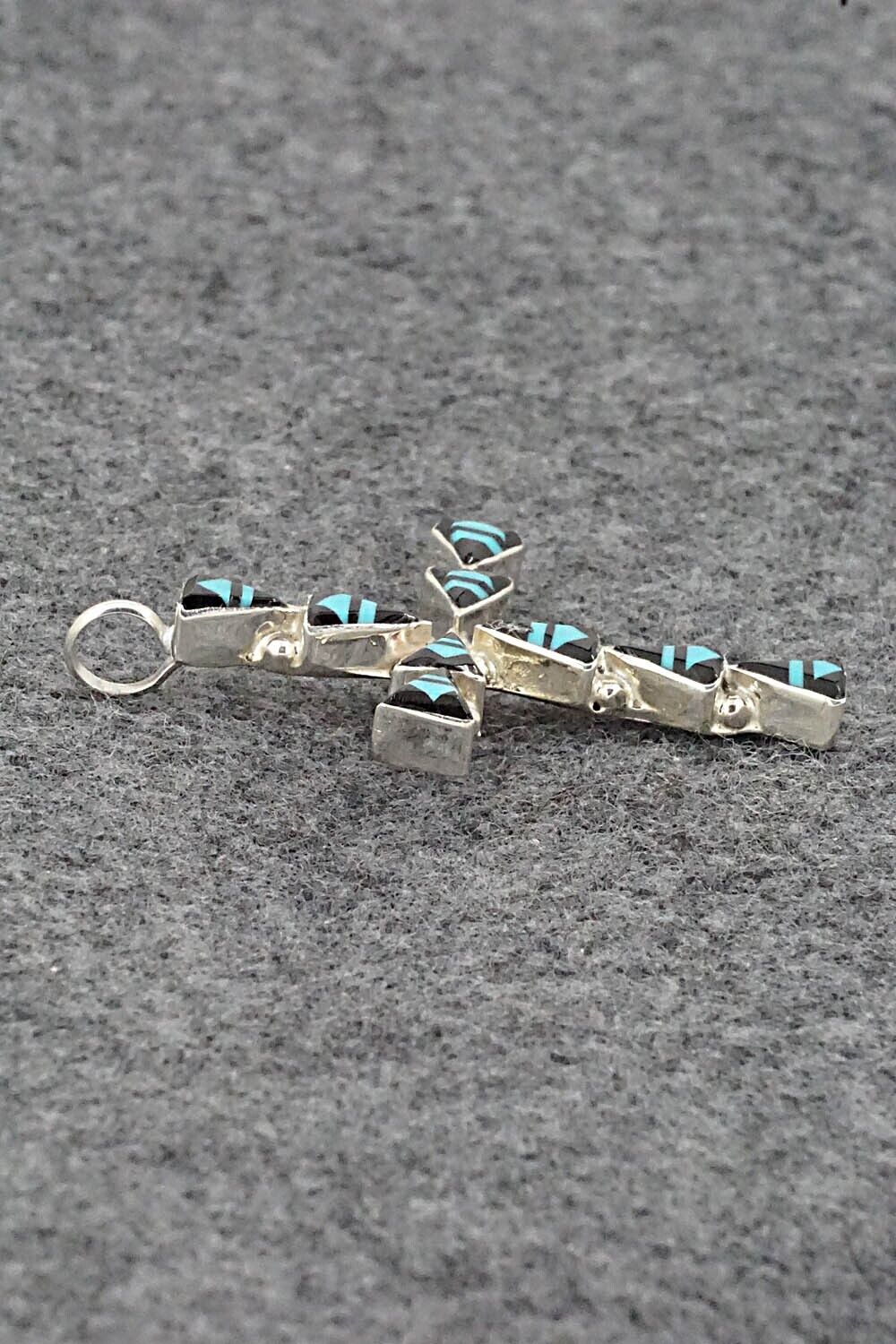 Turquoise, Onyx & Sterling Silver Pendant - Francine Chapito