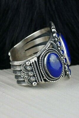 Navajo Lapis & Sterling Silver Bracelet - Myron Etsitty - High Lonesome Trading