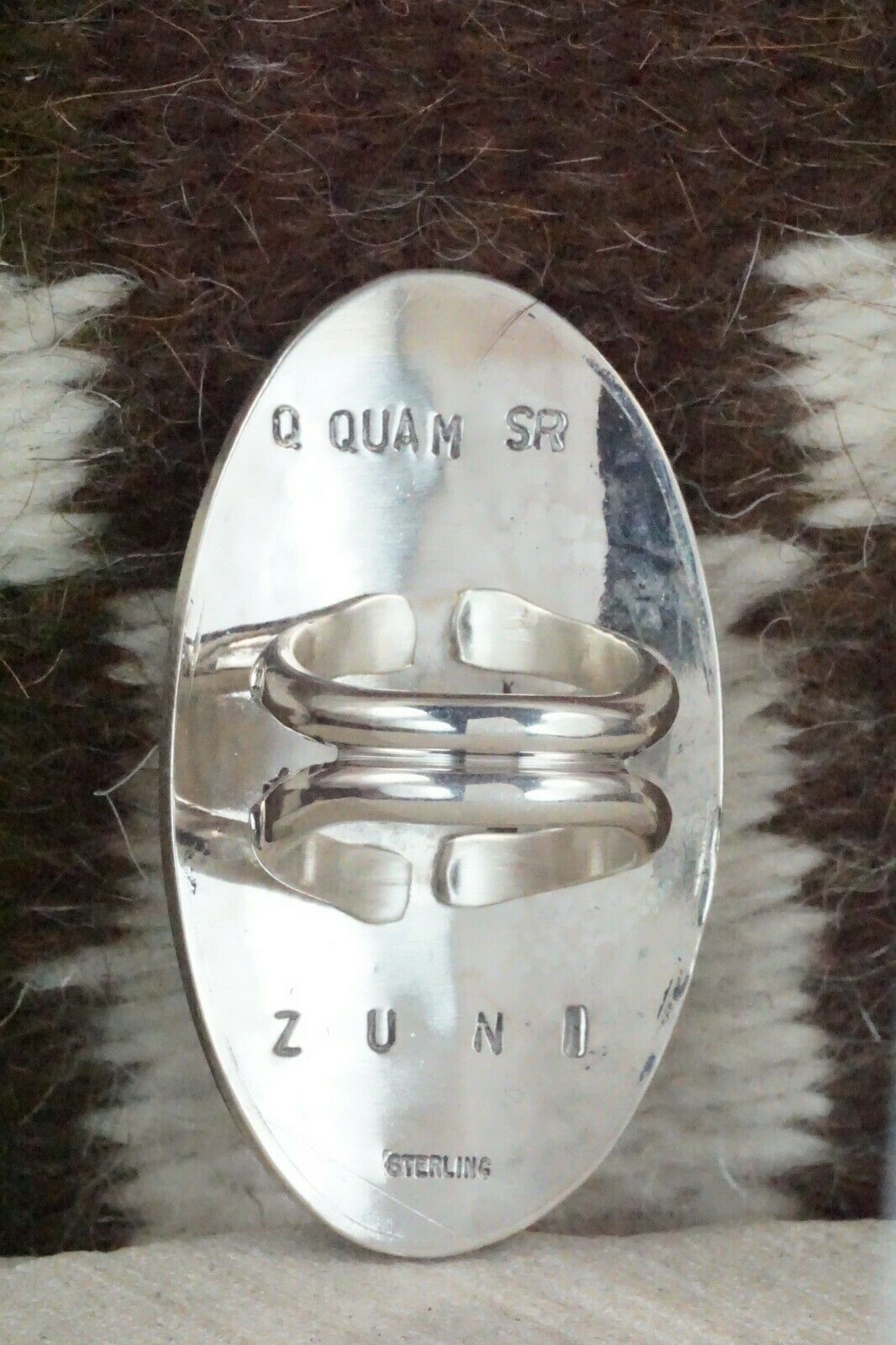 Inlay Turquoise & Sterling Silver Ring - Quintin Quam - Size 6.75