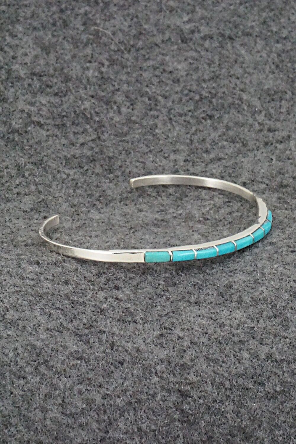 Turquoise & Sterling Silver Inlay Bracelet - Jeanette Chavez