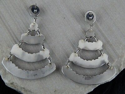 Navajo Turquoise & Sterling Silver Earrings  - P. Johnson - High Lonesome Trading