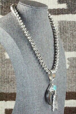Turquoise, Sterling Silver Pendant & Navajo Pearl Necklace - Ernest Hawthorne